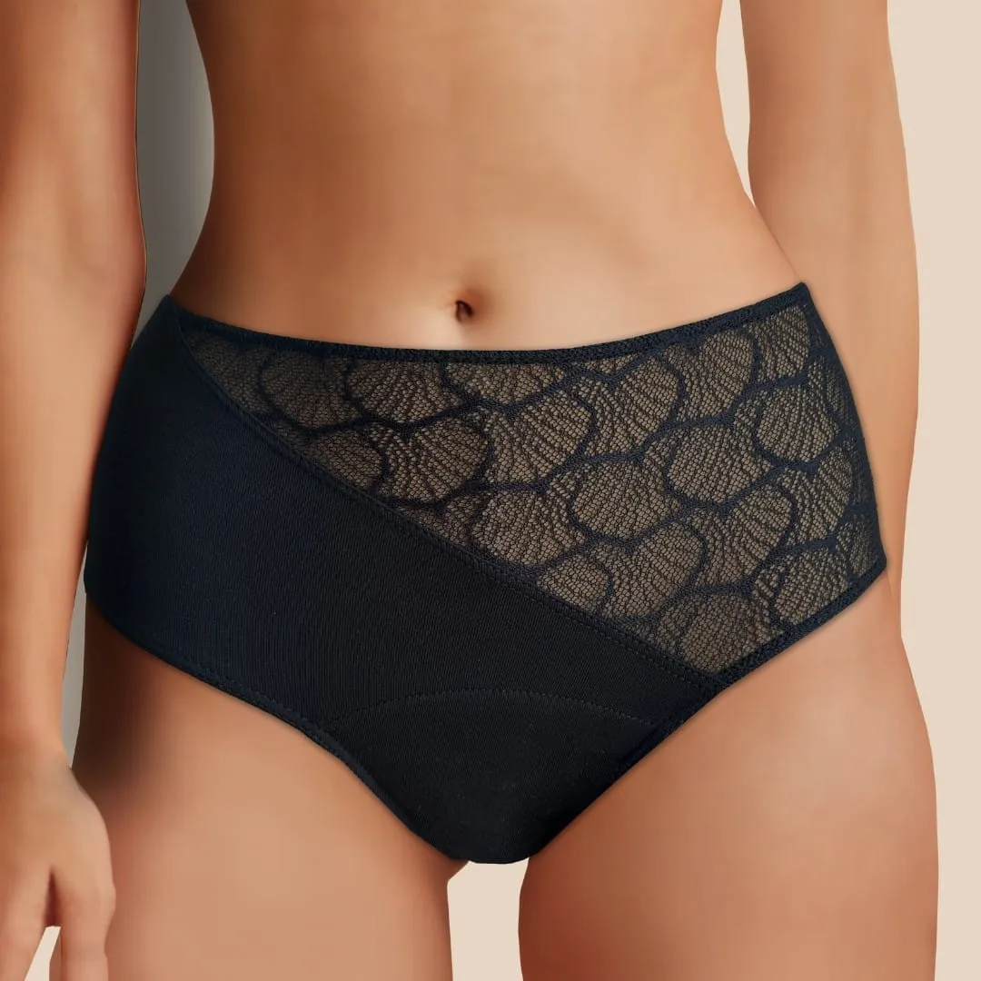 culotte menstruelle avec un bandeau de dentelle en diagonale